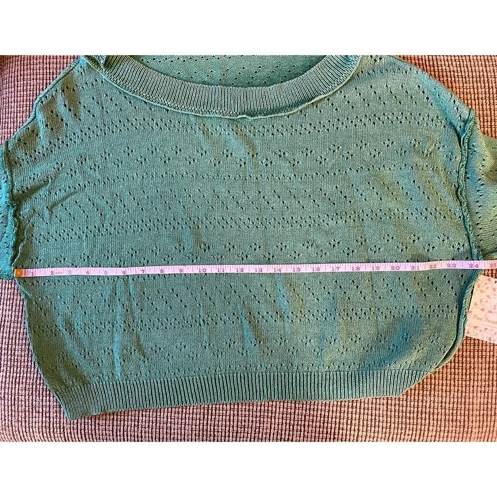 Free People Sand Castle Green Cropped Sweater Top